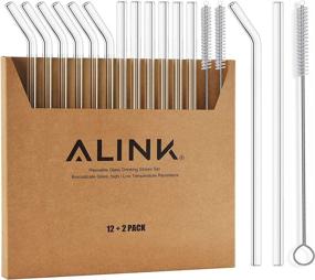 img 4 attached to 🥤 ALINK 12-Pack Reusable Glass Straws, 8.5 Inches x 10mm, Clear Smoothie Straws With 2 Cleaning Brushes