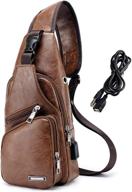 🎒 versatile leather charging backpack: ideal shoulder crossbody style logo