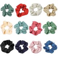 premium hair scrunchies - 12 pcs large size | perfect hair accessories for women and girls | great holiday gift logo