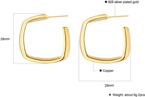 img 3 attached to Stylish Geometric Square Hoop Earrings for Women, Girls, and Teens - Perfect Gift for Birthday, Anniversary, Graduation, Christmas - Available in Gold and Silver