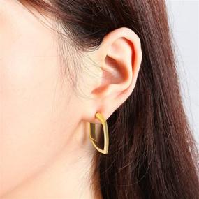 img 1 attached to Stylish Geometric Square Hoop Earrings for Women, Girls, and Teens - Perfect Gift for Birthday, Anniversary, Graduation, Christmas - Available in Gold and Silver