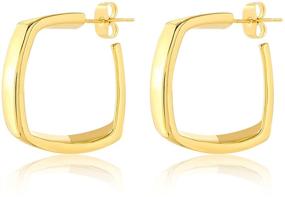 img 4 attached to Stylish Geometric Square Hoop Earrings for Women, Girls, and Teens - Perfect Gift for Birthday, Anniversary, Graduation, Christmas - Available in Gold and Silver