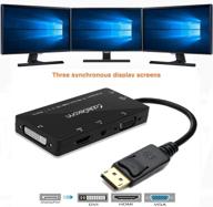 🔌 кабель с адаптером cabledeconn multi-function displayport to hdmi/dvi/vga 1080p с аудиовыходом - конвертер 4 в 1, поддерживающий одновременное подключение 3 мониторов. логотип