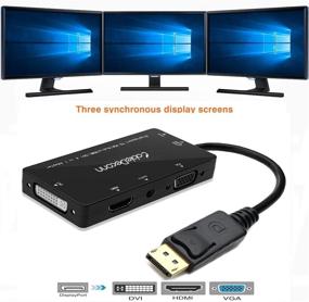 img 4 attached to 🔌 Кабель с адаптером CableDeconn Multi-Function DisplayPort to HDMI/DVI/VGA 1080P с аудиовыходом - конвертер 4 в 1, поддерживающий одновременное подключение 3 мониторов.