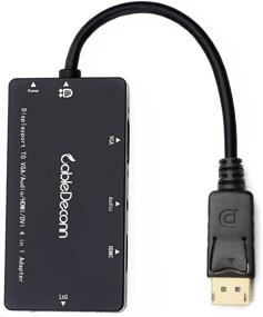 img 1 attached to 🔌 Кабель с адаптером CableDeconn Multi-Function DisplayPort to HDMI/DVI/VGA 1080P с аудиовыходом - конвертер 4 в 1, поддерживающий одновременное подключение 3 мониторов.