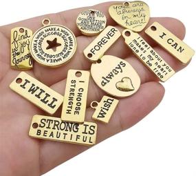 img 3 attached to 📿 44pcs Antique Gold Inspiration Words Charms Craft Supplies for DIY Jewelry Making