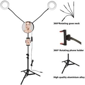 img 2 attached to 💡 GIM Светодиодная кольцевая лампа диаметром 4,6 дюйма со стойкой для штатива: идеально подходит для макияжа, селфи и видео.