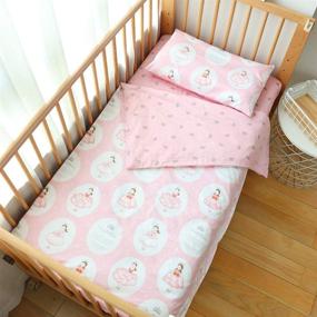 img 4 attached to 🛏️ Premium 100% Cotton Toddler Bedding Set, Gender-Neutral Crib Bedding Set for Boys & Girls, 3-Piece Set with Duvet Cover, Pillowcase & Fitted Sheet, Nursery Bedding (Princess Theme)