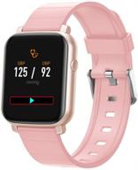 anmino smartwatch with heart rate monitor & bp fitness tracker - ip68 waterproof activity tracker, full touch screen, sleep monitor, calorie & step counter, sms & call notification (pink) logo