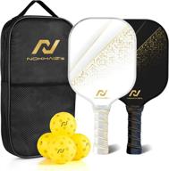 nokhaiz's pickleball paddles set - 2 fiberglass surface & polymer honeycomb core rackets, 4 balls, carry bag included логотип