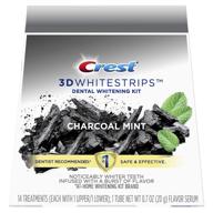 🦷 crest 3d whitestrips charcoal mint, teeth whitening kit, 28 strips (14 treatments) + 1 tube of flavor serum logo