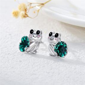 img 3 attached to 🐸 PEIMKO Cute Animal Frog Earring - Sterling Silver Studs for Women and Girls, Ideal Birthday Gift