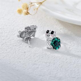 img 2 attached to 🐸 PEIMKO Cute Animal Frog Earring - Sterling Silver Studs for Women and Girls, Ideal Birthday Gift