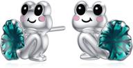 🐸 peimko cute animal frog earring - sterling silver studs for women and girls, ideal birthday gift logo