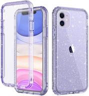 casetego glitter purple crystal iphone 11 case – 360° full body dual layer slim transparent case with built-in screen protector for apple iphone 11 6.1 inch logo