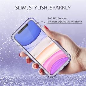 img 1 attached to Casetego Glitter Purple Crystal iPhone 11 Case – 360° Full Body Dual Layer Slim Transparent Case with Built-in Screen Protector for Apple iPhone 11 6.1 inch