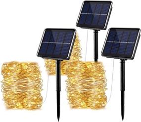 img 4 attached to 🌞 Outdoor Solar String Lights - Waterproof 3 Pack 33ft 100 LED String Lights with 8 Modes for Patio, Yard, Garden, Christmas Decorations - Warm White