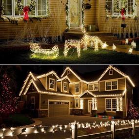 img 2 attached to 🌞 Outdoor Solar String Lights - Waterproof 3 Pack 33ft 100 LED String Lights with 8 Modes for Patio, Yard, Garden, Christmas Decorations - Warm White