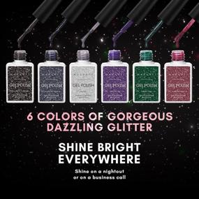 img 3 attached to 💅 Makartt Glitter Gel Nail Polish Kit: 6PCs of Disco Gel Super Diamond Reflective UV Gel Polish Set - Black Silver Shimmer Nail Polish Gel Kit for Soak Off LED Nail Art Design at Salon or Home DIY Nail Care