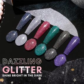 img 2 attached to 💅 Makartt Glitter Gel Nail Polish Kit: 6PCs of Disco Gel Super Diamond Reflective UV Gel Polish Set - Black Silver Shimmer Nail Polish Gel Kit for Soak Off LED Nail Art Design at Salon or Home DIY Nail Care