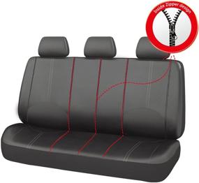 img 1 attached to CAR PASS - 11PCS Elegant Luxurious Dark Gray PU Leather Seat Covers Set: Universal Fit for Vehicles, Cars, SUVs with 5mm Composite Sponge Inside, Airbag Compatible