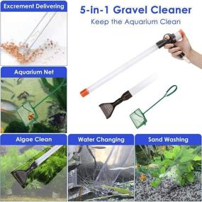 img 3 attached to 🐠 Lukovee Aquarium Gravel Cleaner with Extendable Pipes, Glass Scraper, Water Flow Controller Clamp, and Fish Net – Ultimate Fish Tank Vacuum Cleaner Kit