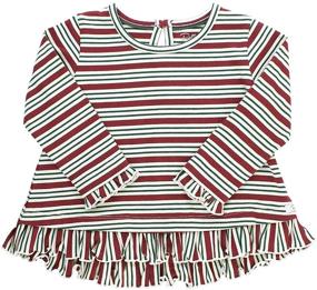 img 4 attached to 👚 Charming RuffleButts Girls Peppermint Stripe Ruffle Tops, Tees & Blouses: Stylish Girls' Clothing