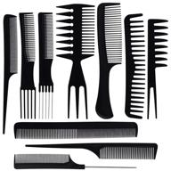 💇 ultikare hair barber comb set - professional salon styling combs kit with 10-piece plastic fine and wide tooth combs for men and women (black) logo