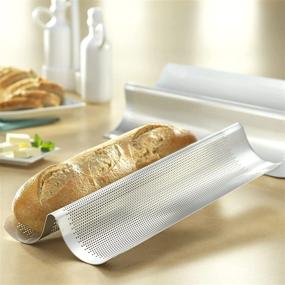 img 2 attached to 🥖 Premium Italian Bread Pan: USA Pan Bakeware's Aluminized Steel Perforated 2-Loaf Pan