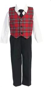 img 3 attached to 🎄 Stylish Plaid Holiday/Christmas Vest and Pants Set
