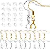 👂 20pcs stainless steel earring hooks with pendant clasp ear wire buckle fish hooks & 20pcs earring stoppers for crafty diy jewelry making, 2-2.5cm logo