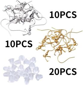 img 1 attached to 👂 20pcs Stainless Steel Earring Hooks with Pendant Clasp Ear Wire Buckle Fish Hooks & 20pcs Earring Stoppers for Crafty DIY Jewelry Making, 2-2.5cm