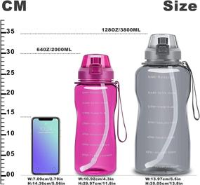 img 1 attached to 🌸 Bottlelux Half Gallon Sports Water Bottle - BPA Free Tritan, 64oz with Time Marker, Straw, Leakproof, Dustproof (Pink)