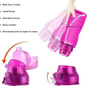 img 3 attached to 🌸 Bottlelux Half Gallon Sports Water Bottle - BPA Free Tritan, 64oz with Time Marker, Straw, Leakproof, Dustproof (Pink)