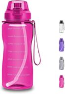 🌸 bottlelux half gallon sports water bottle - bpa free tritan, 64oz with time marker, straw, leakproof, dustproof (pink) logo