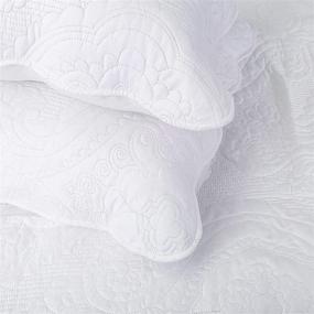 img 1 attached to 🛏️ BOSOWOS 2 Pack Soft Queen Size 20 x 30 Inch White Hotel Class Pillow Shams, Decorative Stich Cushion Cover, Embroidered Microfiber Pillowcases Bed Pillow Covers Set for Enhanced Bedroom Decor, White