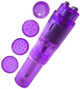 img 1 attached to 💆 Finever Mini Wand Massager Handheld – Compact Pocket Pen with 4 Heads for Body, Face, Neck, Head, Back (Blue and Purple)
