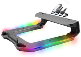 img 4 attached to 🖥️ Наклонная RGB игровая подставка для ноутбука Tilted Nation с USB-портами - элегантный подъемник для ноутбука с 4 портами USB 3.0 и 10 режимами RGB - алюминиевая подставка для ноутбука на стол, улучшенное охлаждение и поддержка осанки