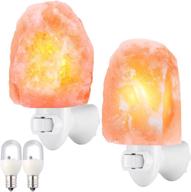 🔮 (2021 upgraded) amir salt lamp: himalayan natural night light with 4 bulbs (2 warm white+2 colorful), 11.2oz mini hand carved decor light (2 pack) логотип