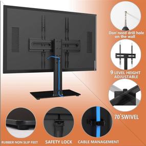 img 1 attached to 📺 Универсальная поворотная телевизионная подставка с регулируемой высотой для ЖК-телевизоров диагональю 27-55 дюймов - столешница на подставке с закаленным стеклом и системой управления проводами, совместимость с VESA 400x400мм - модель HT06B-002