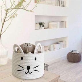 img 2 attached to 🧺 Set of 2 Small Woven Cotton Rope Storage Baskets with Handles - Cute and Convenient Baby Nursery Toy Organizer Bin - Ideal Pet Gift Basket for Cats and Dogs - Size: 10 x 10 x 7 Inch