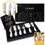 набор ножей для сыра lunar premium из 6 предметов с 15 праздничными рецептами - полная коллекция из нержавеющей стали для любителей сыра (готовый к подарку) логотип