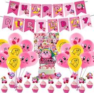 🎉 82-piece kirby-star themed birthday party decorations set for kids, including 1 happy birthday banner garland, 13 cupcake toppers, 18 balloons, and 50 party decoration stickers логотип