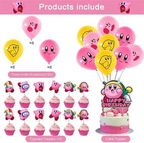 img 2 attached to 🎉 82-Piece Kirby-Star Themed Birthday Party Decorations Set for Kids, Including 1 Happy Birthday Banner Garland, 13 Cupcake Toppers, 18 Balloons, and 50 Party Decoration Stickers