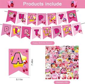 img 3 attached to 🎉 82-Piece Kirby-Star Themed Birthday Party Decorations Set for Kids, Including 1 Happy Birthday Banner Garland, 13 Cupcake Toppers, 18 Balloons, and 50 Party Decoration Stickers