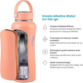 img 3 attached to DYLN Alkaline Water Bottle - 40 oz, Creates 9+ pH Premium Water, 24-Hour Cold Retention, Vacuum Insulated 316 Stainless Steel, Wide-Mouth Cap, Living Coral, 40 oz (1.2 L)