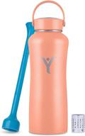 dyln alkaline water bottle - 40 oz, creates 9+ ph premium water, 24-hour cold retention, vacuum insulated 316 stainless steel, wide-mouth cap, living coral, 40 oz (1.2 l) логотип