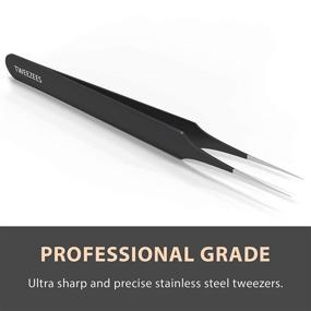 img 2 attached to 🔪 Precision Stainless Steel Black Tweezers for Ingrown Hair Treatment & Splinter Removal - Pointed Tip, Extra Sharp and Perfectly Aligned - Ideal for Men and Women, by Tweezees