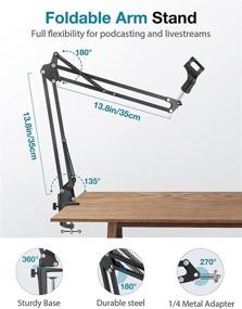 img 1 attached to 📷 InnoGear Webcam Stand, Suspension Boom Scissor Arm Stand for Logitech BRIO C920 C920S C922 C922x C925e C930 C930e Webcam, 1/4"-3/8" and 3/8"-5/8" Screw for Blue Yeti Snowball Yeti Nano and Other Microphones