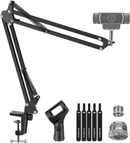 img 4 attached to 📷 InnoGear Webcam Stand, Suspension Boom Scissor Arm Stand for Logitech BRIO C920 C920S C922 C922x C925e C930 C930e Webcam, 1/4"-3/8" and 3/8"-5/8" Screw for Blue Yeti Snowball Yeti Nano and Other Microphones